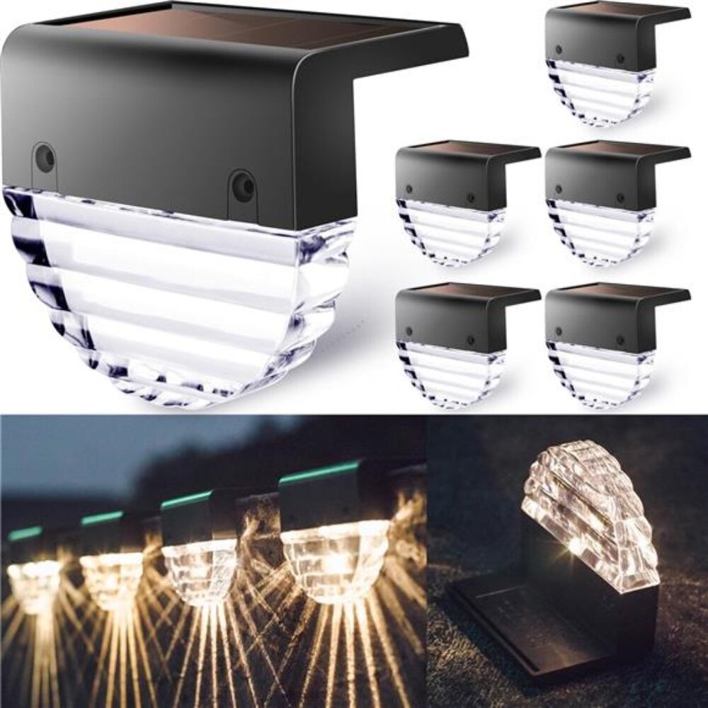 Solar Deck Lights Outdoor Waterproof LED Lights Fence Step Patio Garden 6 Pack